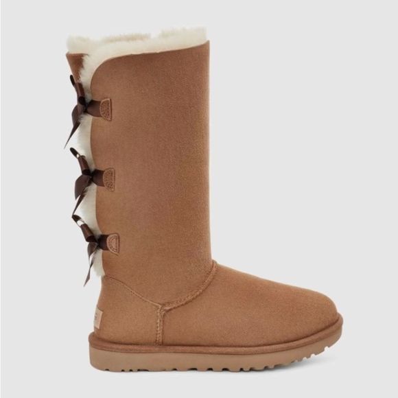 UGG Shoes - UGG Women’s Bailey Tall Triple Bow Chestnut Boots Size 5